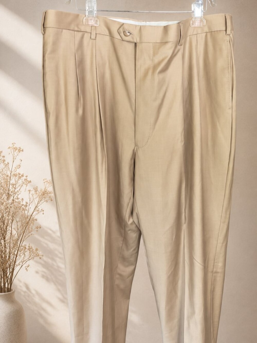 Timothy Horner for Taylor & Black Pleated Dress Pants Tan Khaki Men's Slacks